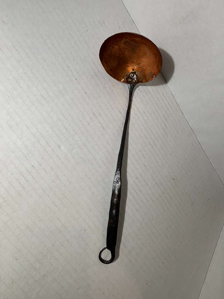 Late 18th / Early 19th Century Hand-Forged Copper and Wrought Iron Hearth Ladle