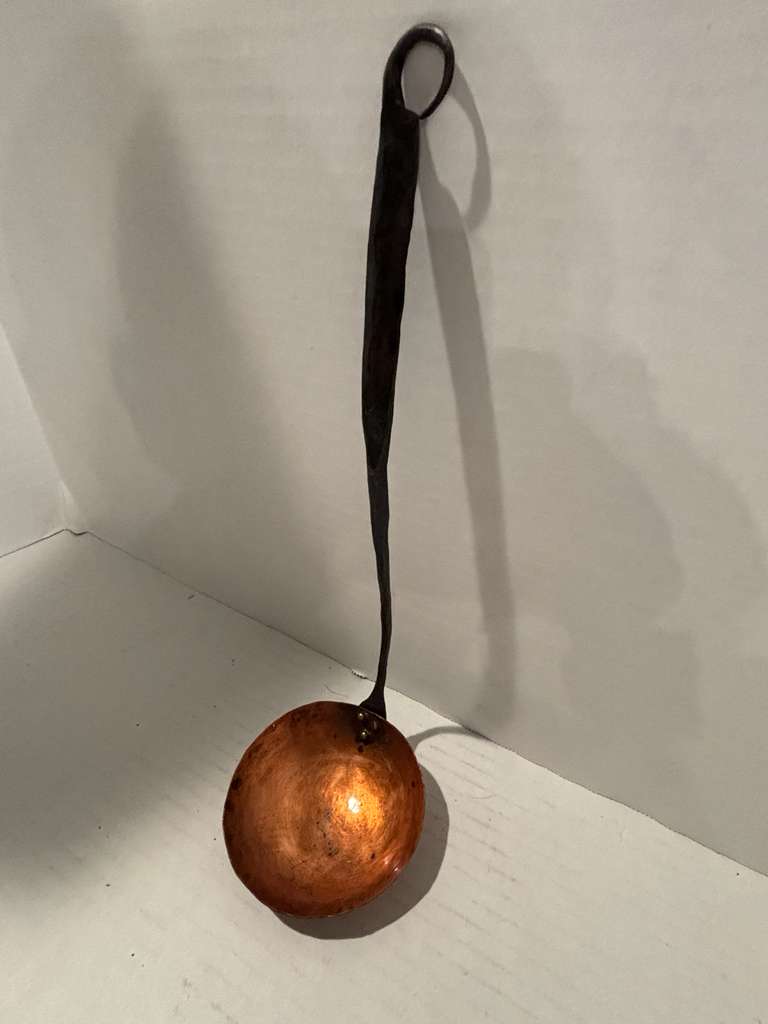 Late 18th / Early 19th Century Hand-Forged Copper and Wrought Iron Hearth Ladle