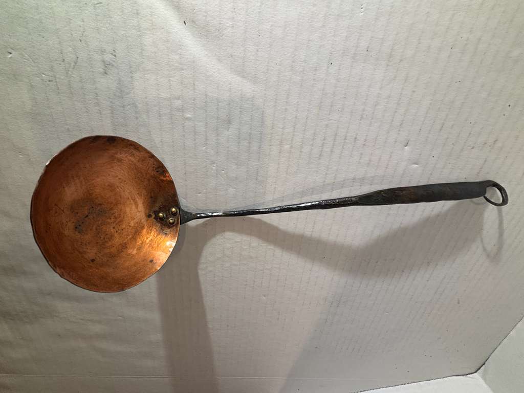 Late 18th / Early 19th Century Hand-Forged Copper and Wrought Iron Hearth Ladle