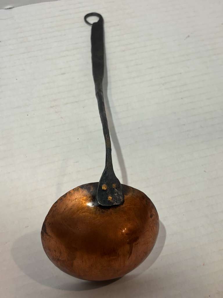 Late 18th / Early 19th Century Hand-Forged Copper and Wrought Iron Hearth Ladle