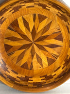 Mid-Century American Marquetry and Parquetry Wooden Charger Bowl Circa 1950–1970