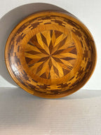 Mid-Century American Marquetry and Parquetry Wooden Charger Bowl Circa 1950–1970