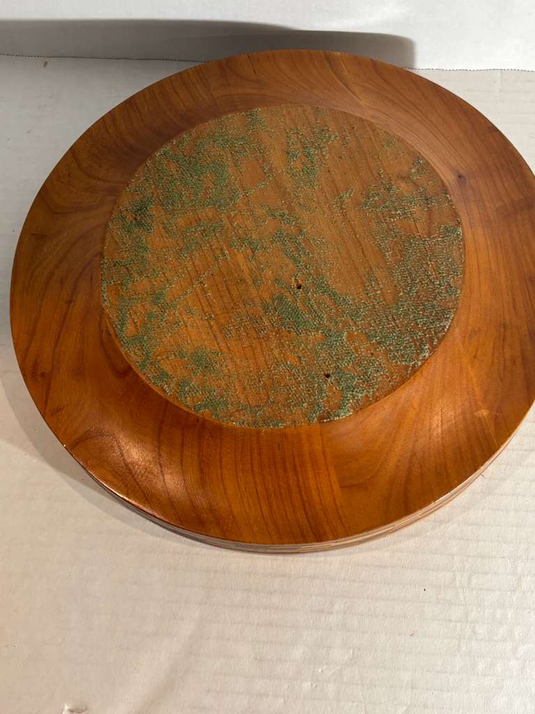 Mid-Century American Marquetry and Parquetry Wooden Charger Bowl Circa 1950–1970