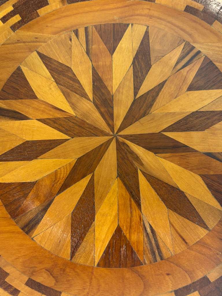 Mid-Century American Marquetry and Parquetry Wooden Charger Bowl Circa 1950–1970