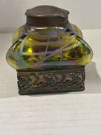 Art Nouveau Iridescent Art Glass Inkwell Attributed to Loetz, Bohemia, circa 1900