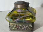 Art Nouveau Iridescent Art Glass Inkwell Attributed to Loetz, Bohemia, circa 1900