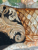 Early 19th Century American Reverse Glass Copper Tinsel Painting of Floral Urn