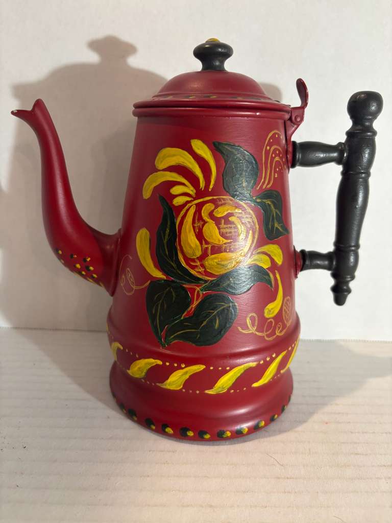 Pennsylvania German Paint-Decorated Toleware Coffee Pot, Lancaster County, Pennsylvania, circa 1890–1920