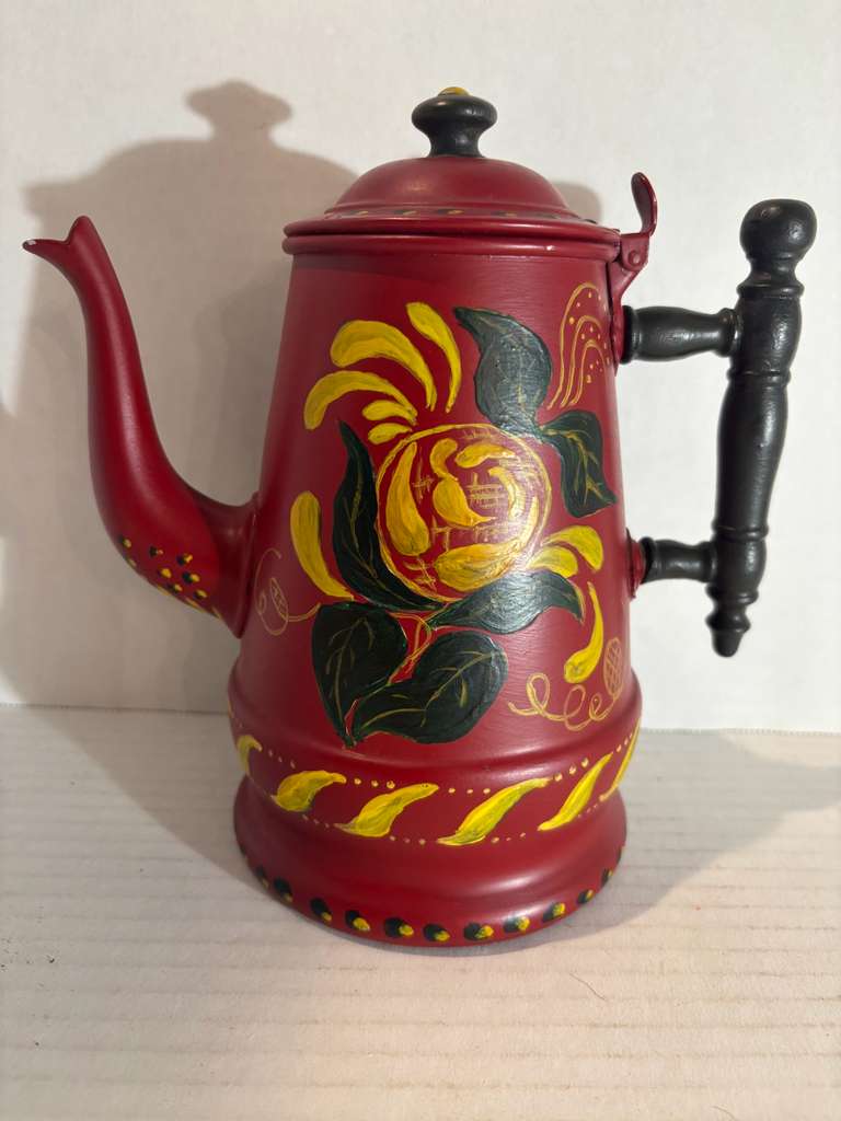 Pennsylvania German Paint-Decorated Toleware Coffee Pot, Lancaster County, Pennsylvania, circa 1890–1920