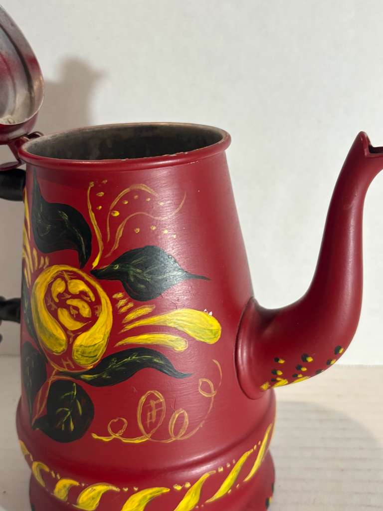 Pennsylvania German Paint-Decorated Toleware Coffee Pot, Lancaster County, Pennsylvania, circa 1890–1920