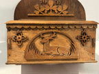 Fine Dated 1931 Folk Art Wall-Hanging Cabinet with Carved Deer American