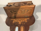 Fine Dated 1931 Folk Art Wall-Hanging Cabinet with Carved Deer American