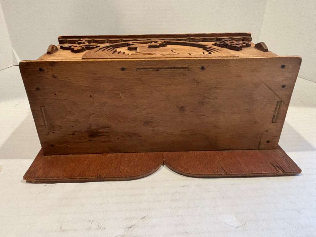 Fine Dated 1931 Folk Art Wall-Hanging Cabinet with Carved Deer American