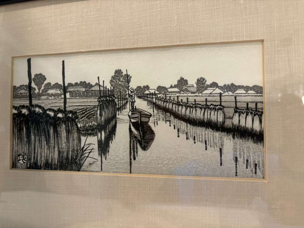 Japanese Woodblock Print of a Rural Canal Scene Showa Period, circa 1930–1955