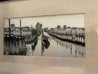 Japanese Woodblock Print of a Rural Canal Scene Showa Period, circa 1930–1955