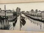 Japanese Woodblock Print of a Rural Canal Scene Showa Period, circa 1930–1955