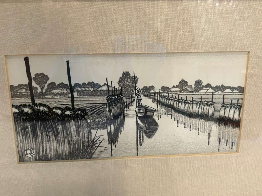 Japanese Woodblock Print of a Rural Canal Scene Showa Period, circa 1930–1955