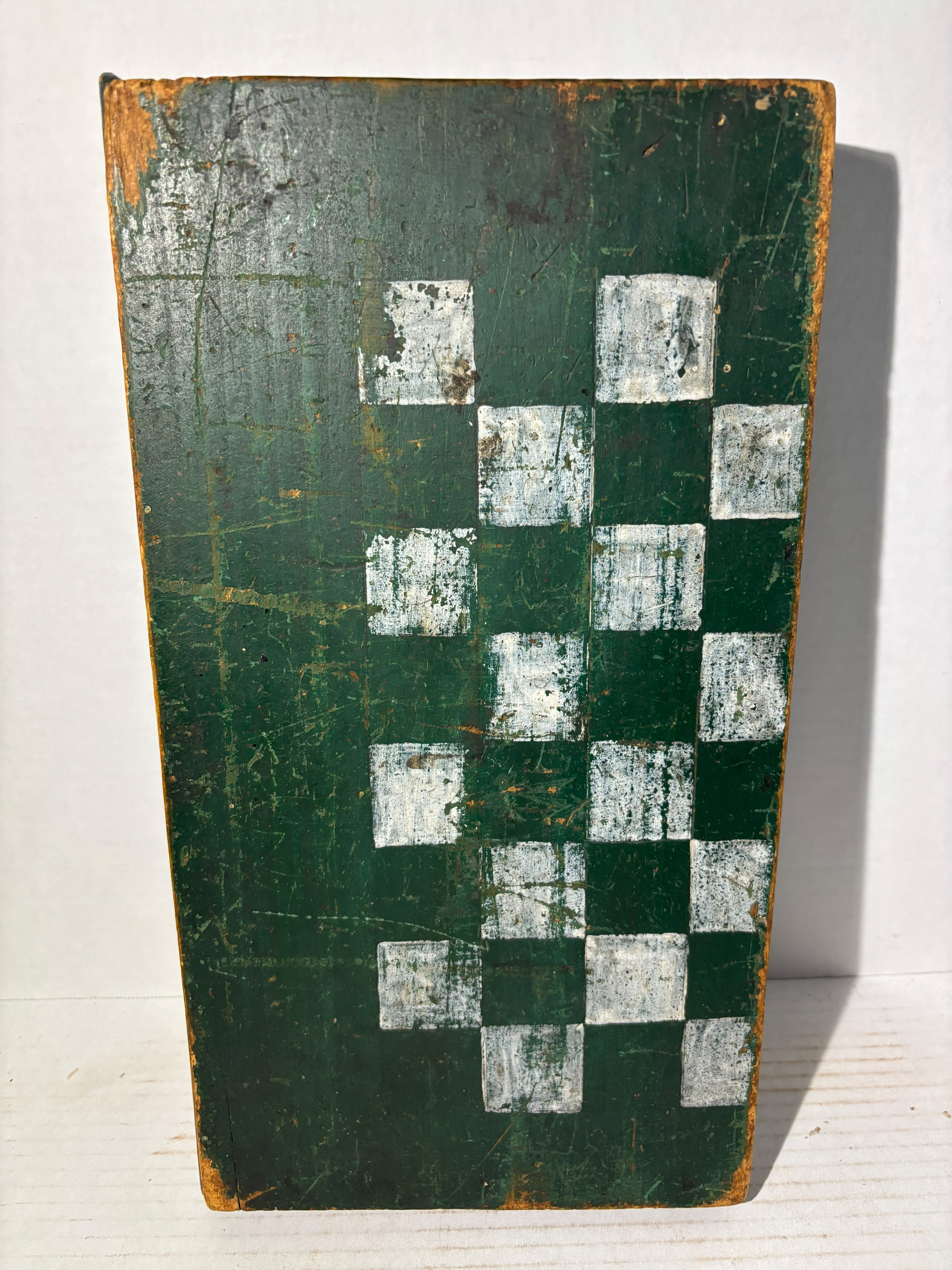 American Folk Art Folding Checkerboard and Backgammon Game Board, Mid-19th Century