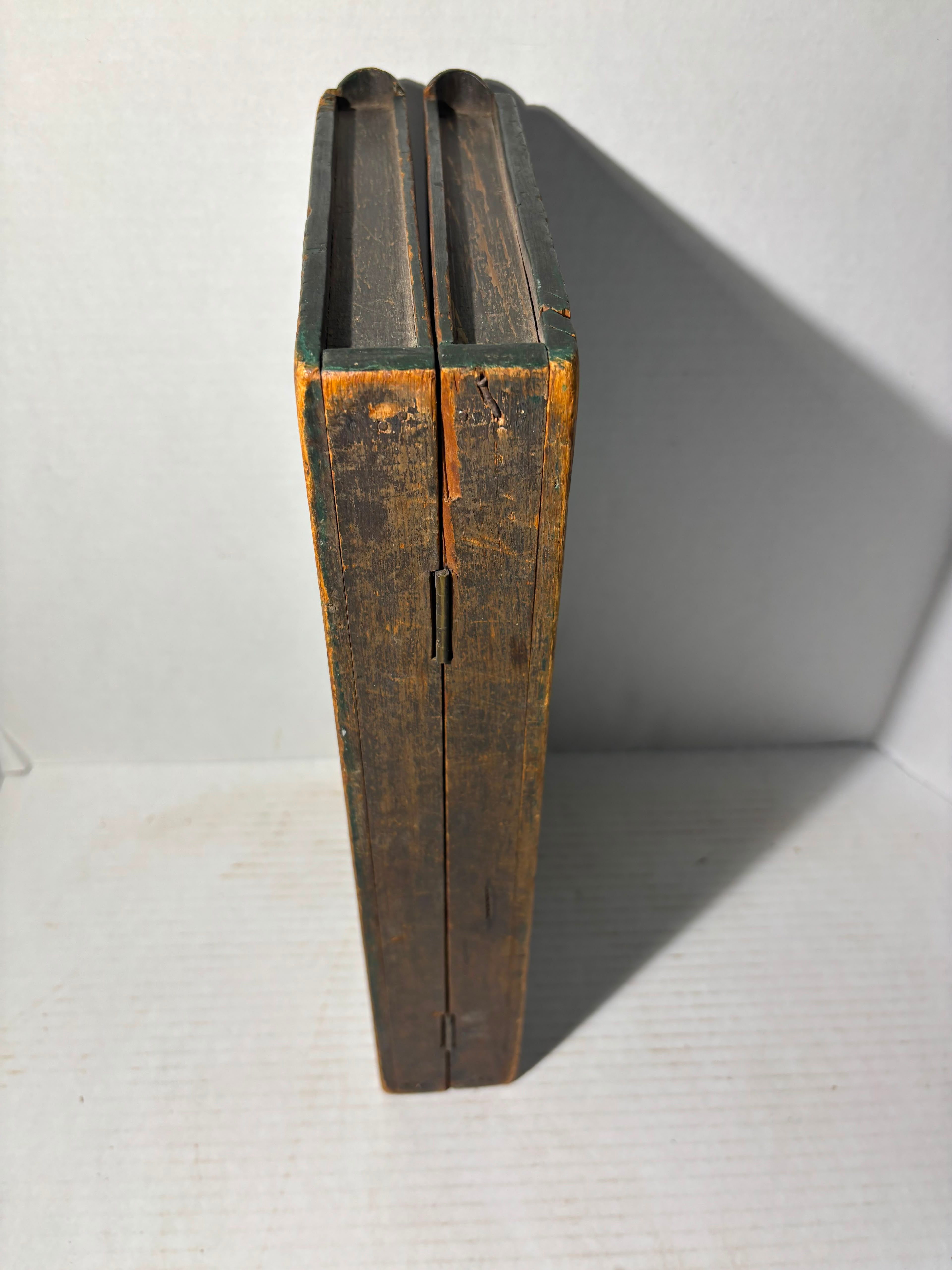 American Folk Art Folding Checkerboard and Backgammon Game Board, Mid-19th Century