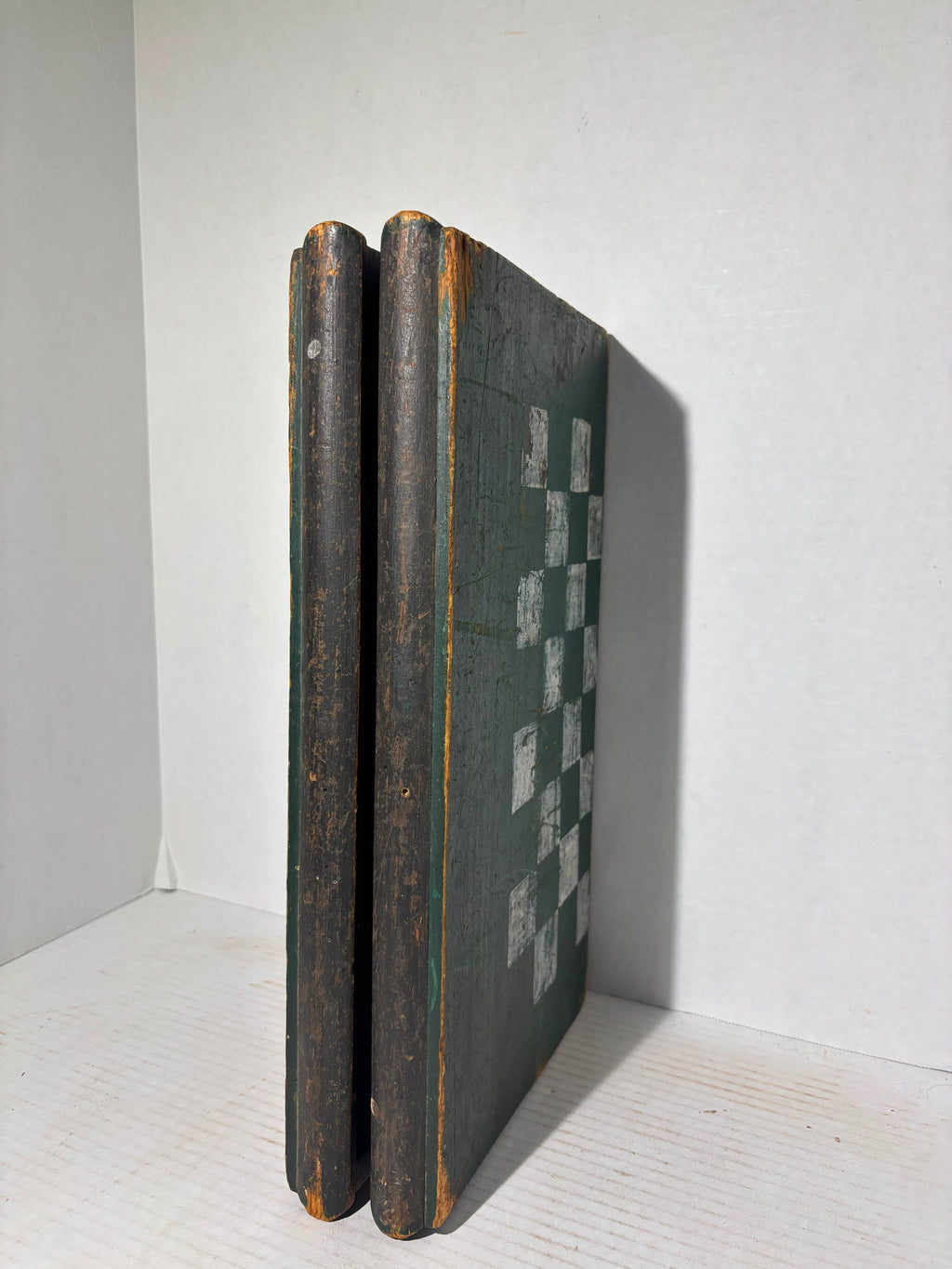 American Folk Art Folding Checkerboard and Backgammon Game Board, Mid-19th Century