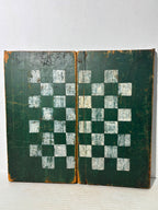 American Folk Art Folding Checkerboard and Backgammon Game Board, Mid-19th Century