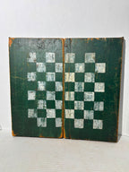 American Folk Art Folding Checkerboard and Backgammon Game Board, Mid-19th Century