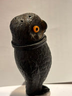Art Deco Owl-Form Shaker with Amber Glass Eyes Continental Europe, circa 1925–1935