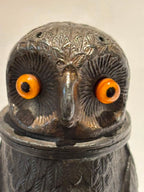 Art Deco Owl-Form Shaker with Amber Glass Eyes Continental Europe, circa 1925–1935