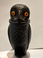 Art Deco Owl-Form Shaker with Amber Glass Eyes Continental Europe, circa 1925–1935