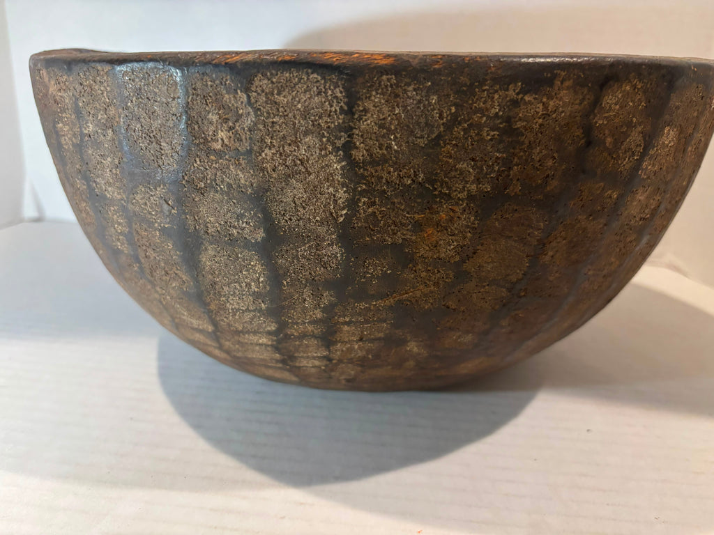 Rare Primitive Hand-Carved Hardwood Bowl Probably Northern European or Early American, Late 18th–Early 19th Century