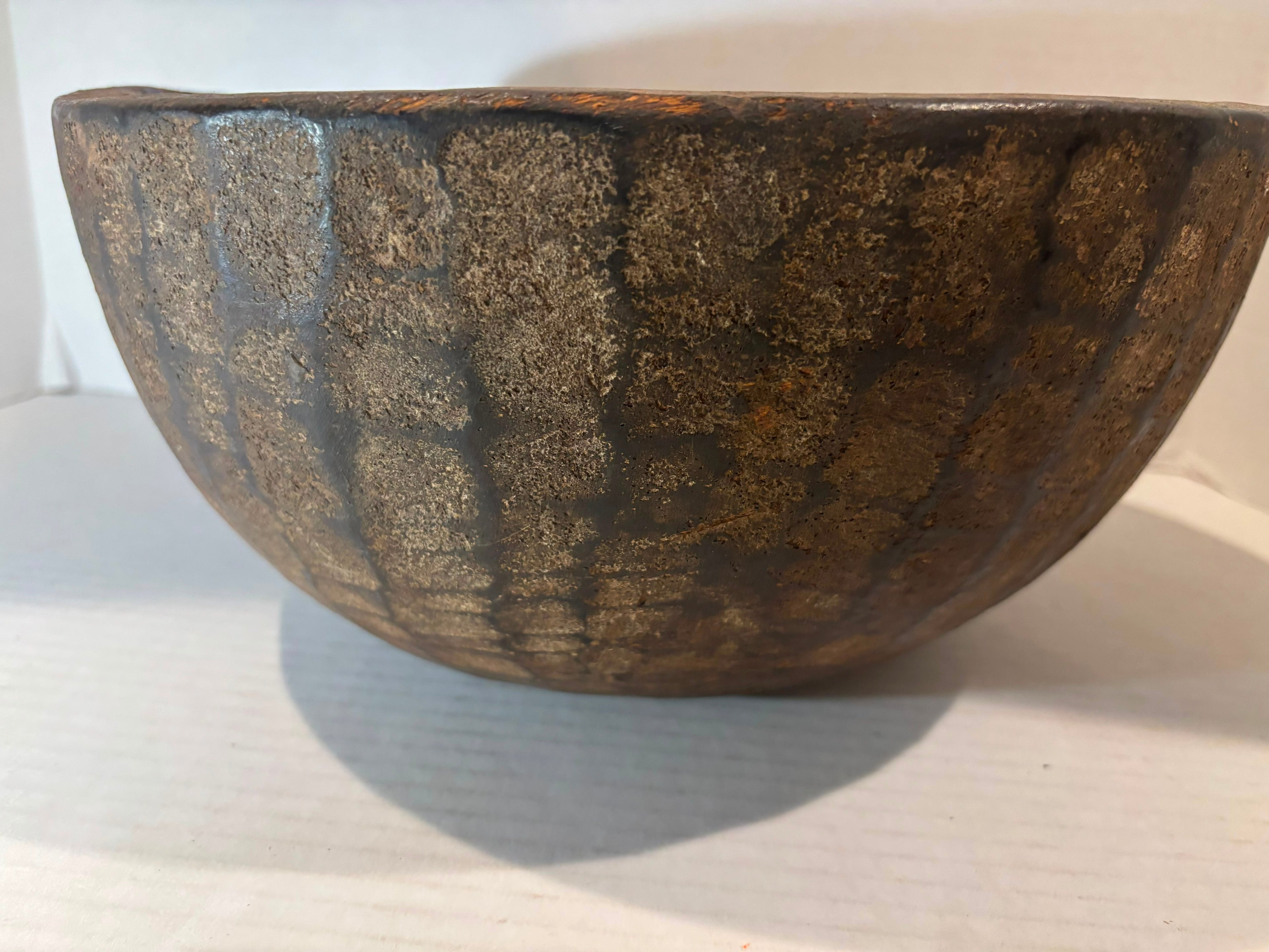 Rare Primitive Hand-Carved Hardwood Bowl Probably Northern European or Early American, Late 18th–Early 19th Century