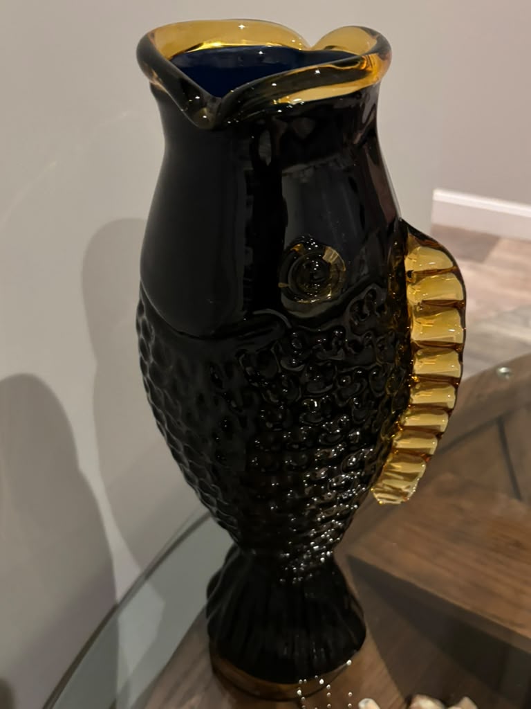Monumental Blenko Hand-Blown Art Glass Fish Vase American, circa 1970s