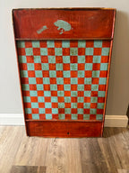 American Folk Art Painted Checkerboard with Whimsical Pig Motif, circa 1890–1925.