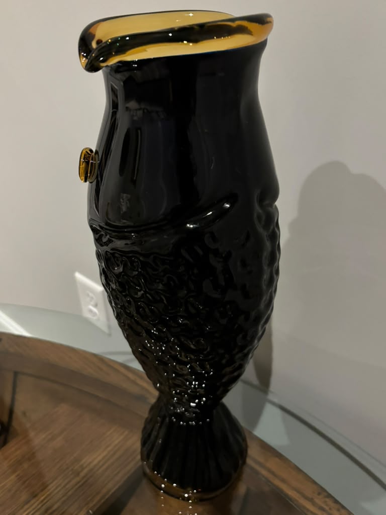 Monumental Blenko Hand-Blown Art Glass Fish Vase American, circa 1970s