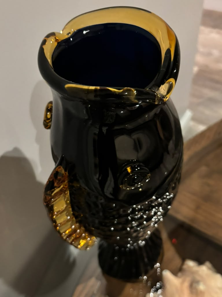 Monumental Blenko Hand-Blown Art Glass Fish Vase American, circa 1970s
