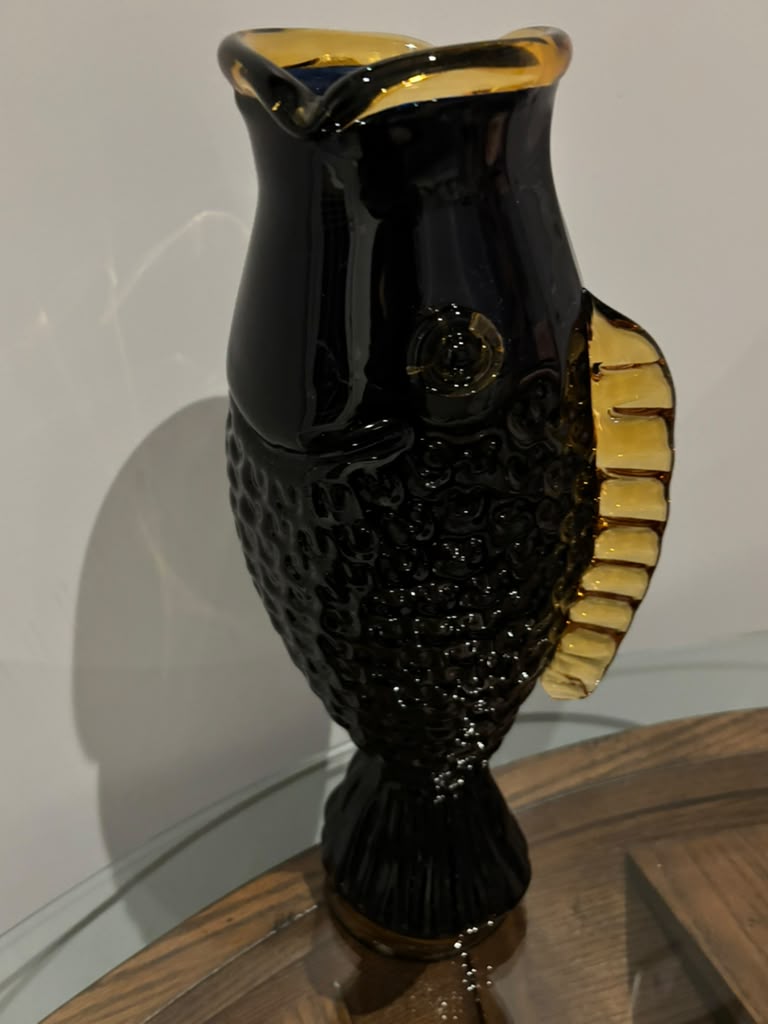 Monumental Blenko Hand-Blown Art Glass Fish Vase American, circa 1970s