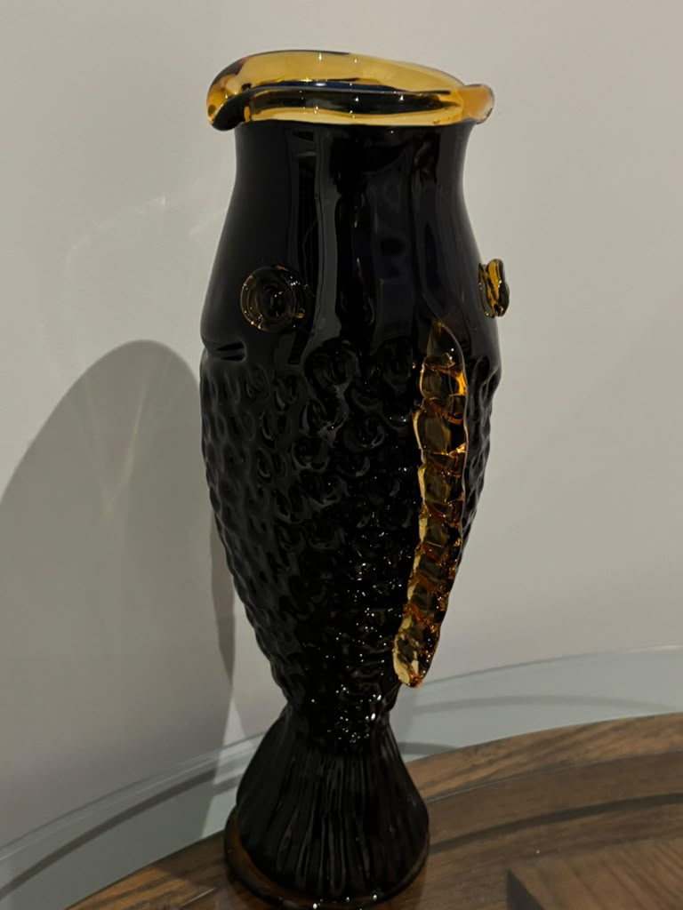 Monumental Blenko Hand-Blown Art Glass Fish Vase American, circa 1970s