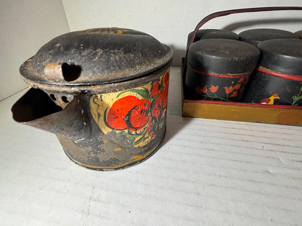 Grouping of American Painted Toleware Pantry Wares, Probably Pennsylvania, Mid-19th Century