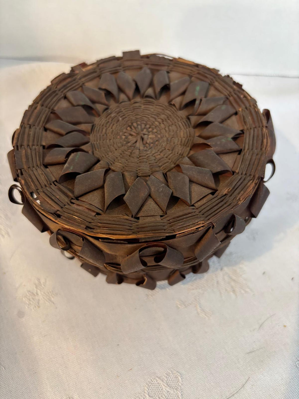 Native American Lidded Fancy Basket Eastern Woodlands, Wabanaki (attributed Penobscot) Late 19th century, circa 1885–1900