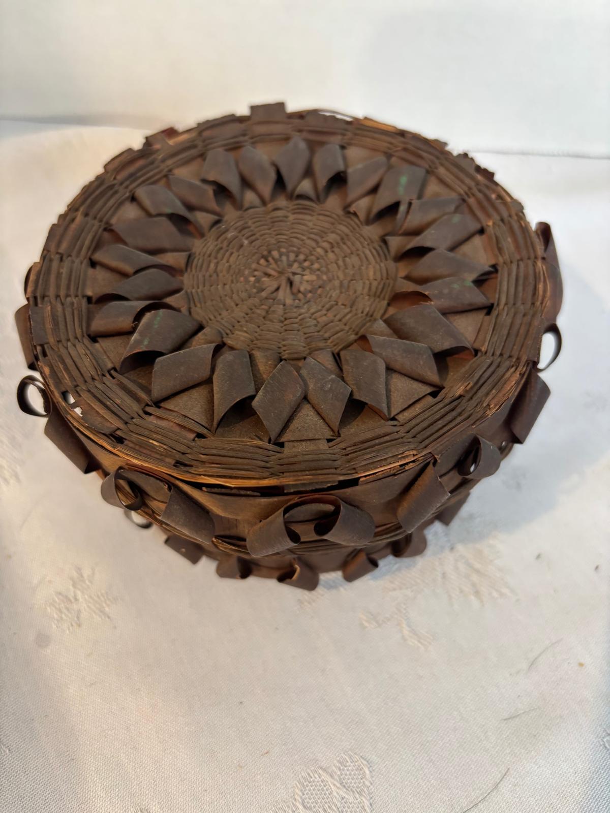 Native American Lidded Fancy Basket Eastern Woodlands, Wabanaki (attributed Penobscot) Late 19th century, circa 1885–1900