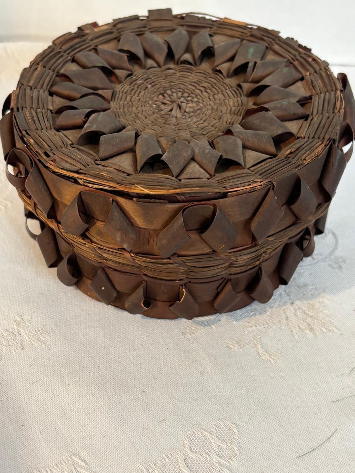 Native American Lidded Fancy Basket Eastern Woodlands, Wabanaki (attributed Penobscot) Late 19th century, circa 1885–1900