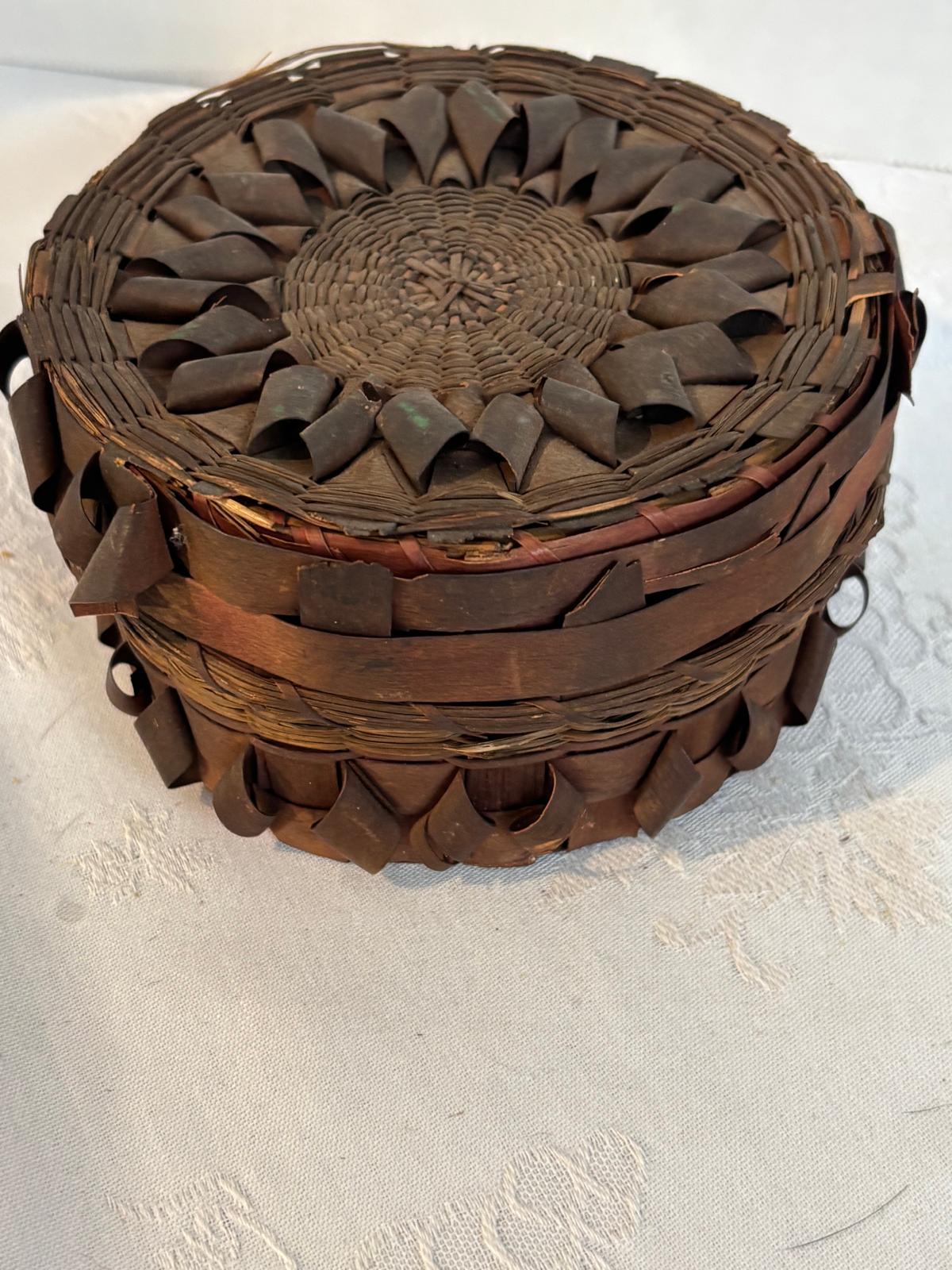 Native American Lidded Fancy Basket Eastern Woodlands, Wabanaki (attributed Penobscot) Late 19th century, circa 1885–1900