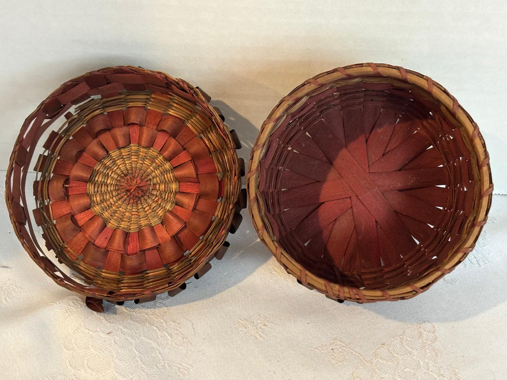 Native American Lidded Fancy Basket Eastern Woodlands, Wabanaki (attributed Penobscot) Late 19th century, circa 1885–1900