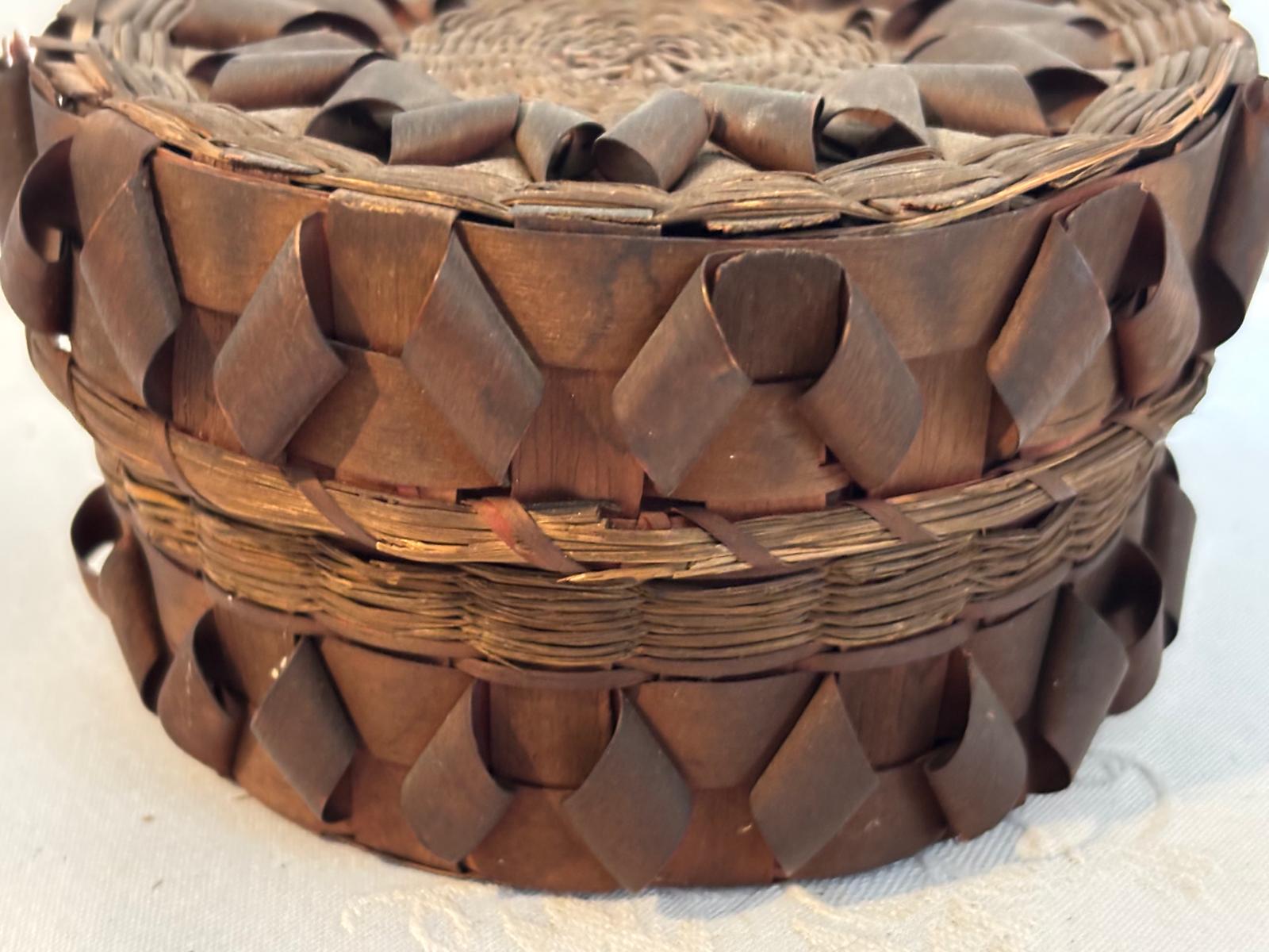 Native American Lidded Fancy Basket Eastern Woodlands, Wabanaki (attributed Penobscot) Late 19th century, circa 1885–1900