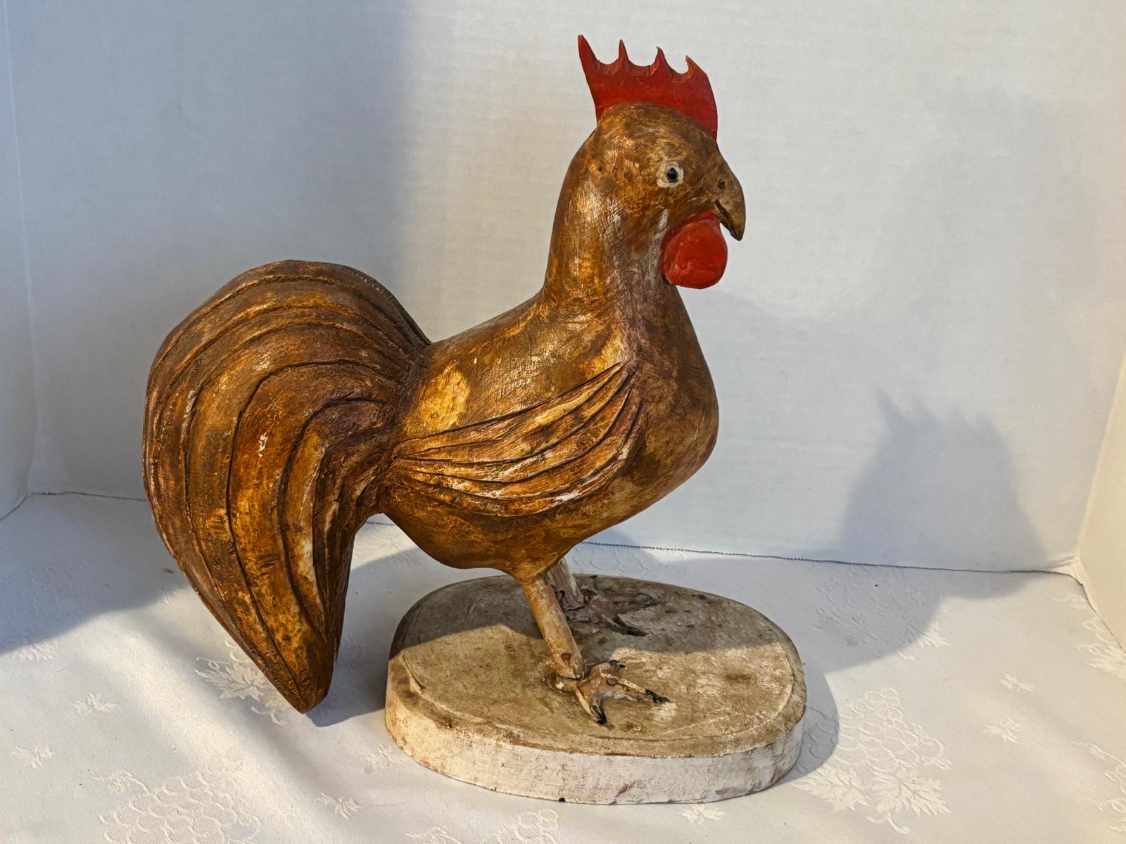 Exceptional Carved and Painted Folk Art Rooster  New England, Circa 1900–1930