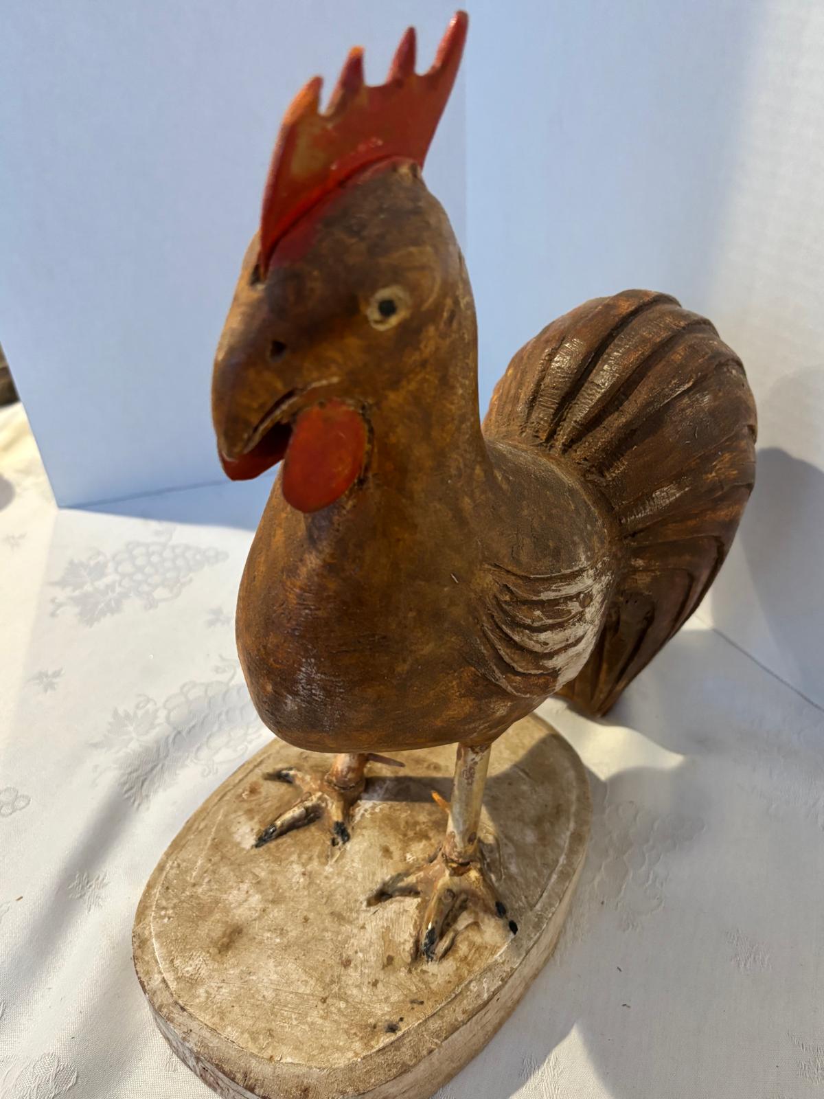 Exceptional Carved and Painted Folk Art Rooster  New England, Circa 1900–1930
