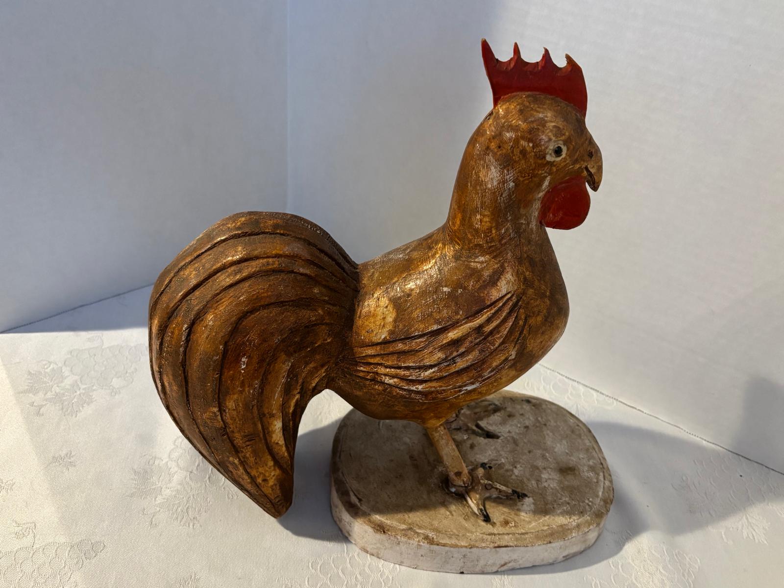 Exceptional Carved and Painted Folk Art Rooster  New England, Circa 1900–1930