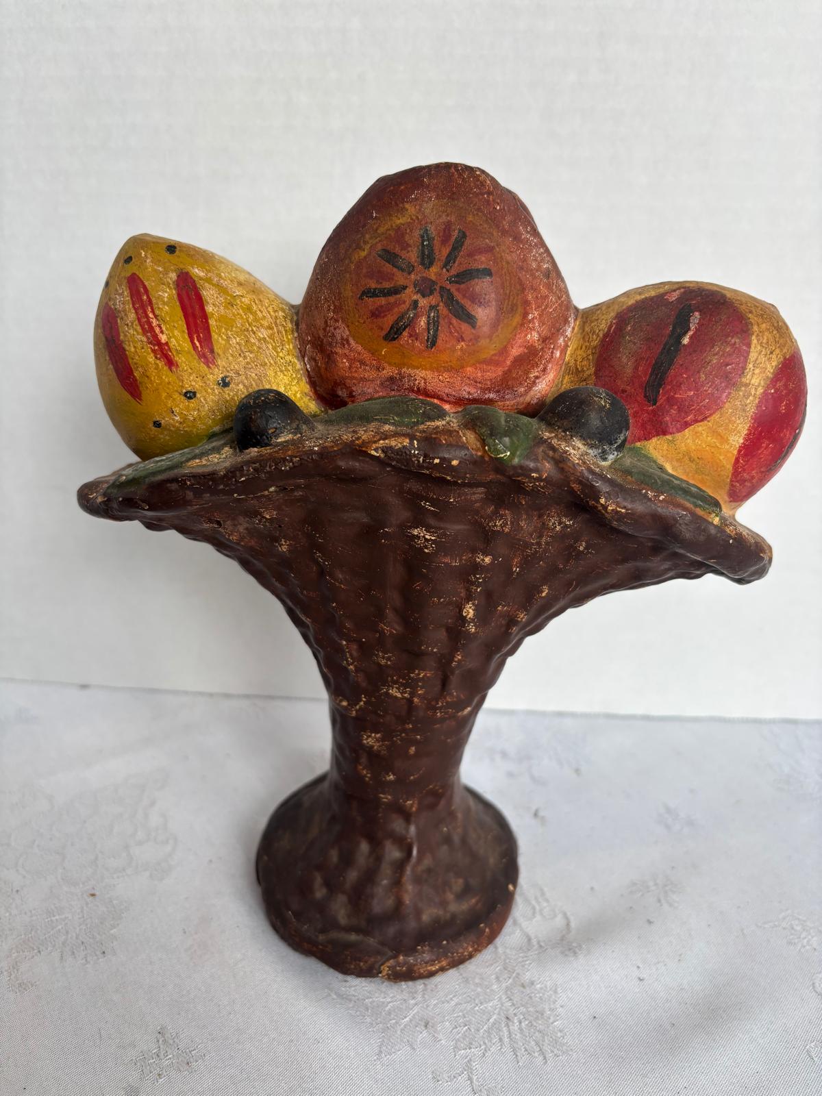 American Polychrome Chalkware Fruit Compote Circa 1900–1915