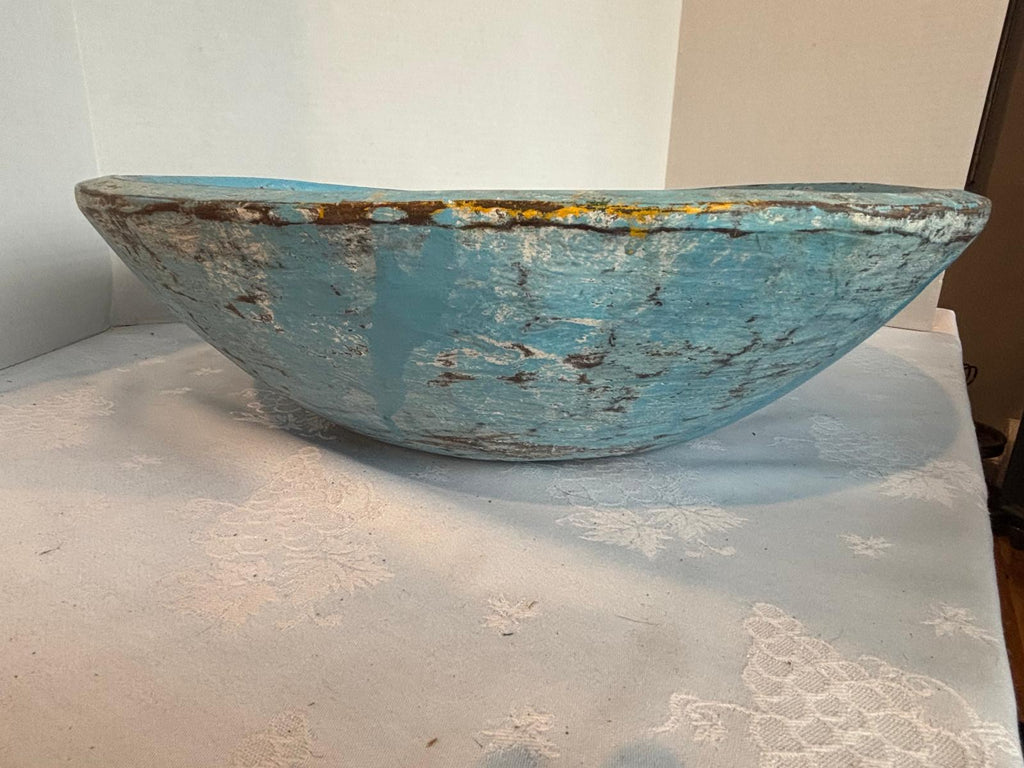 Large Early American Blue-Painted Dough Bowl Late 18th–early 19th century Found in Owensville, Missouri