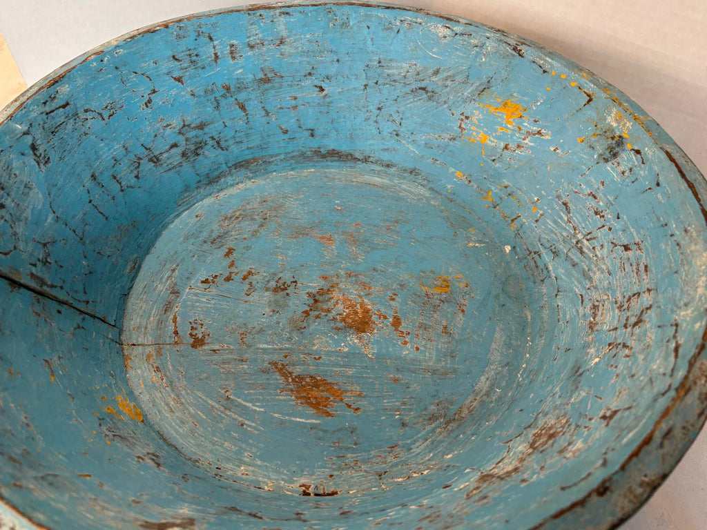 Large Early American Blue-Painted Dough Bowl Late 18th–early 19th century Found in Owensville, Missouri
